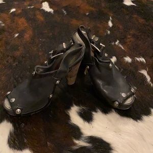 Miss Sixty Black Leather Open Toe Heels 37 (7)